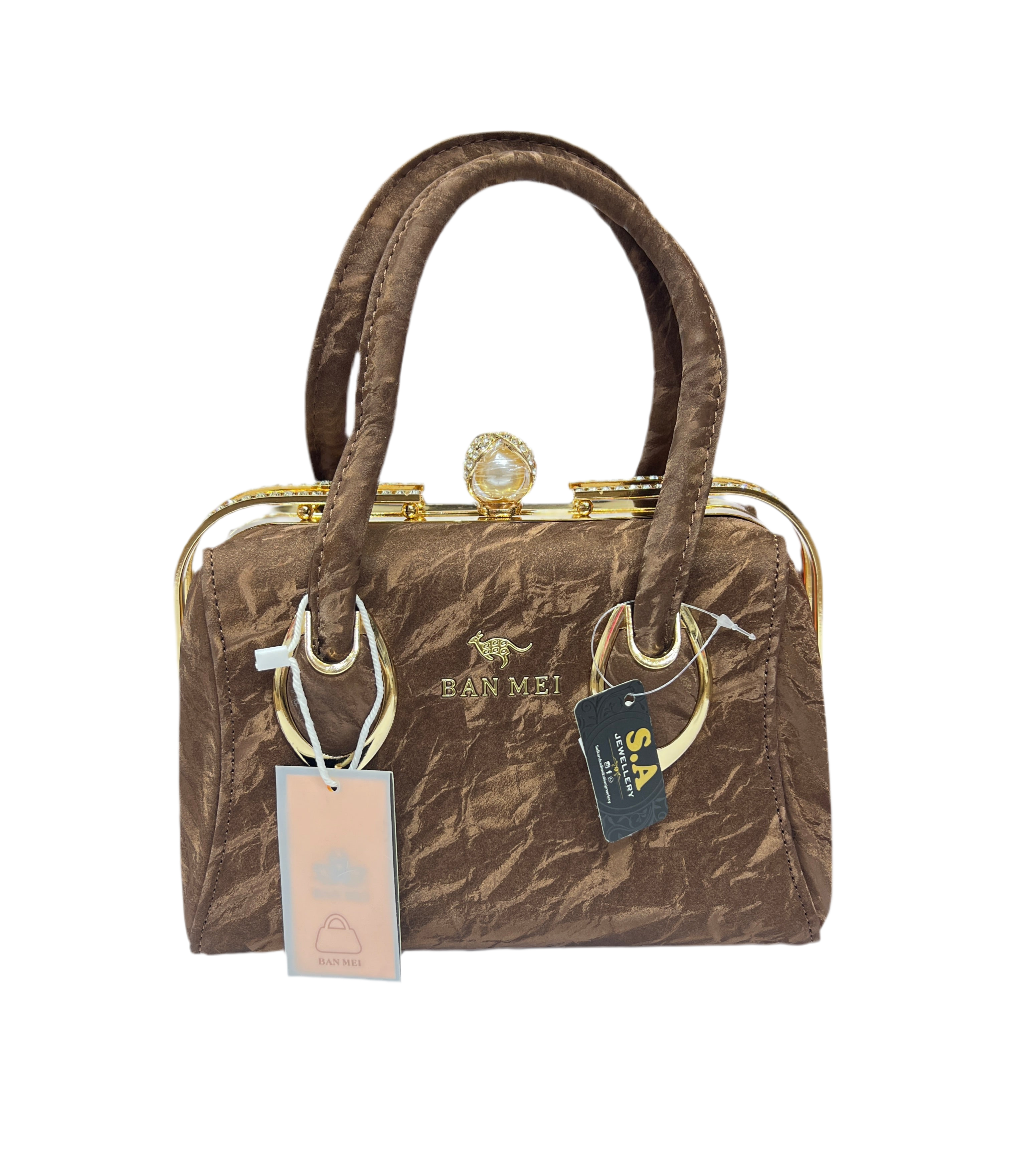 Luxury Light Brown Leather Bag with Elegant Texture SA jewelry pk