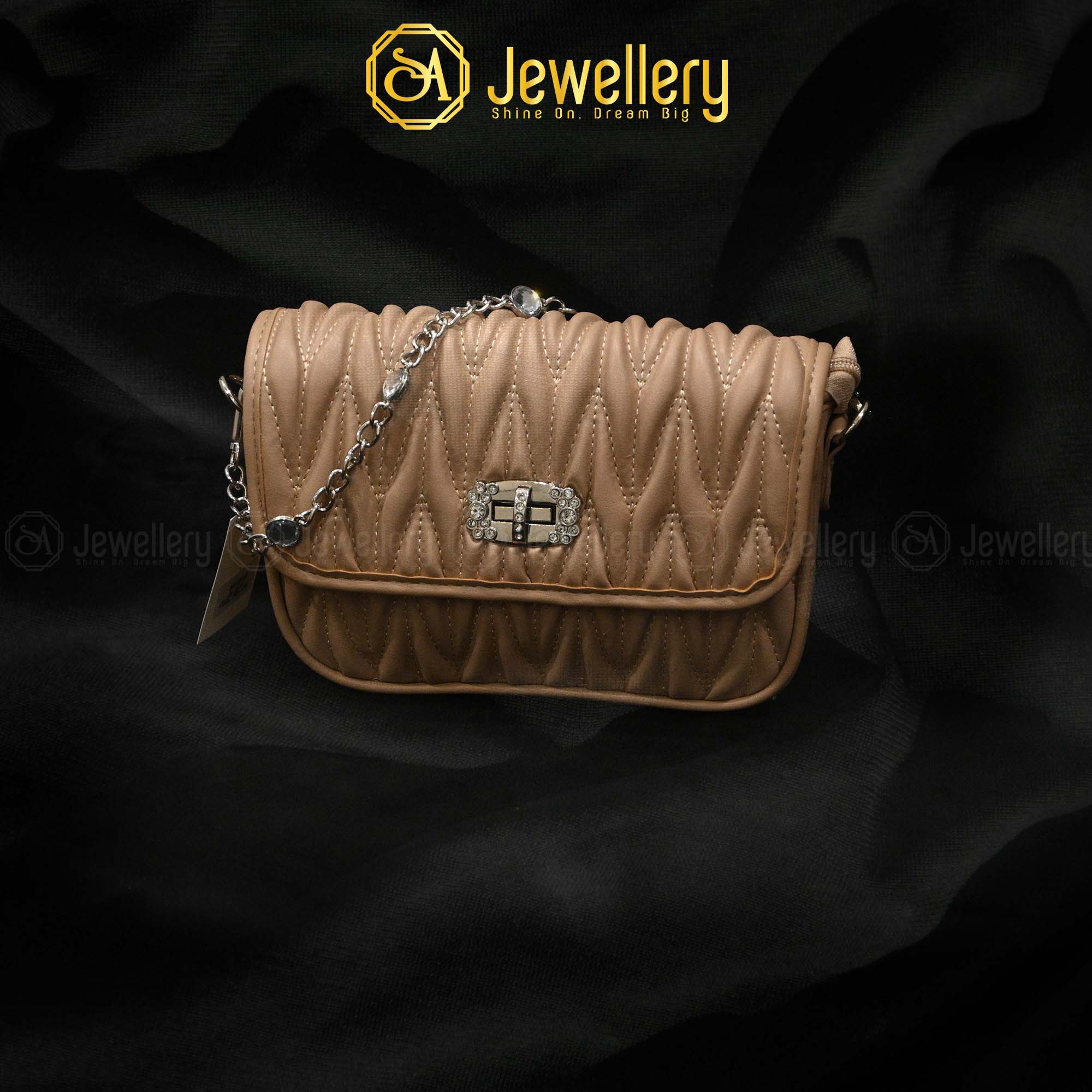 Classic Textured Crossbody Bag with Metal Buckle