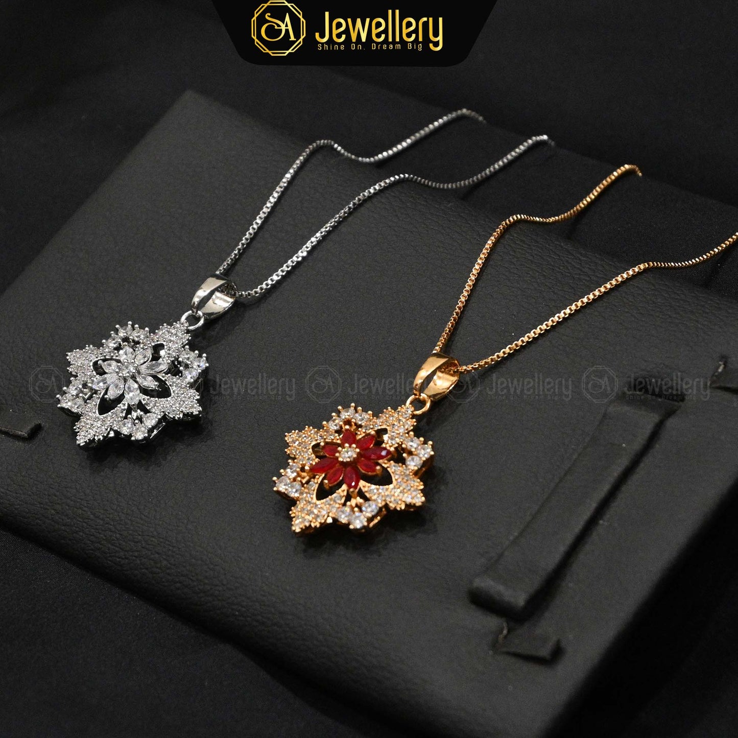 Elegant Floral Crystal Pendant Necklace