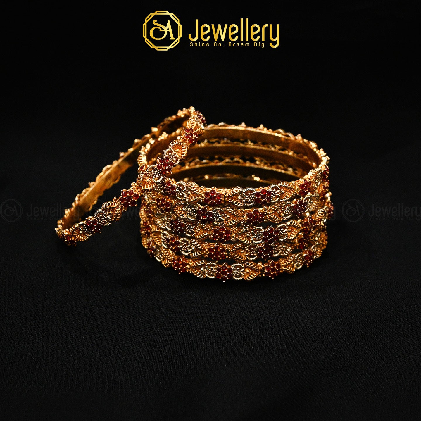 6-Piece Golden Antique Bangles Set