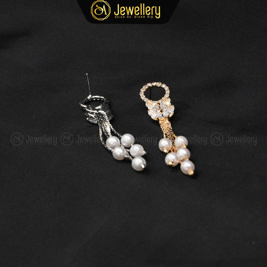Elegant Crystal & Pearl Dangle Tops