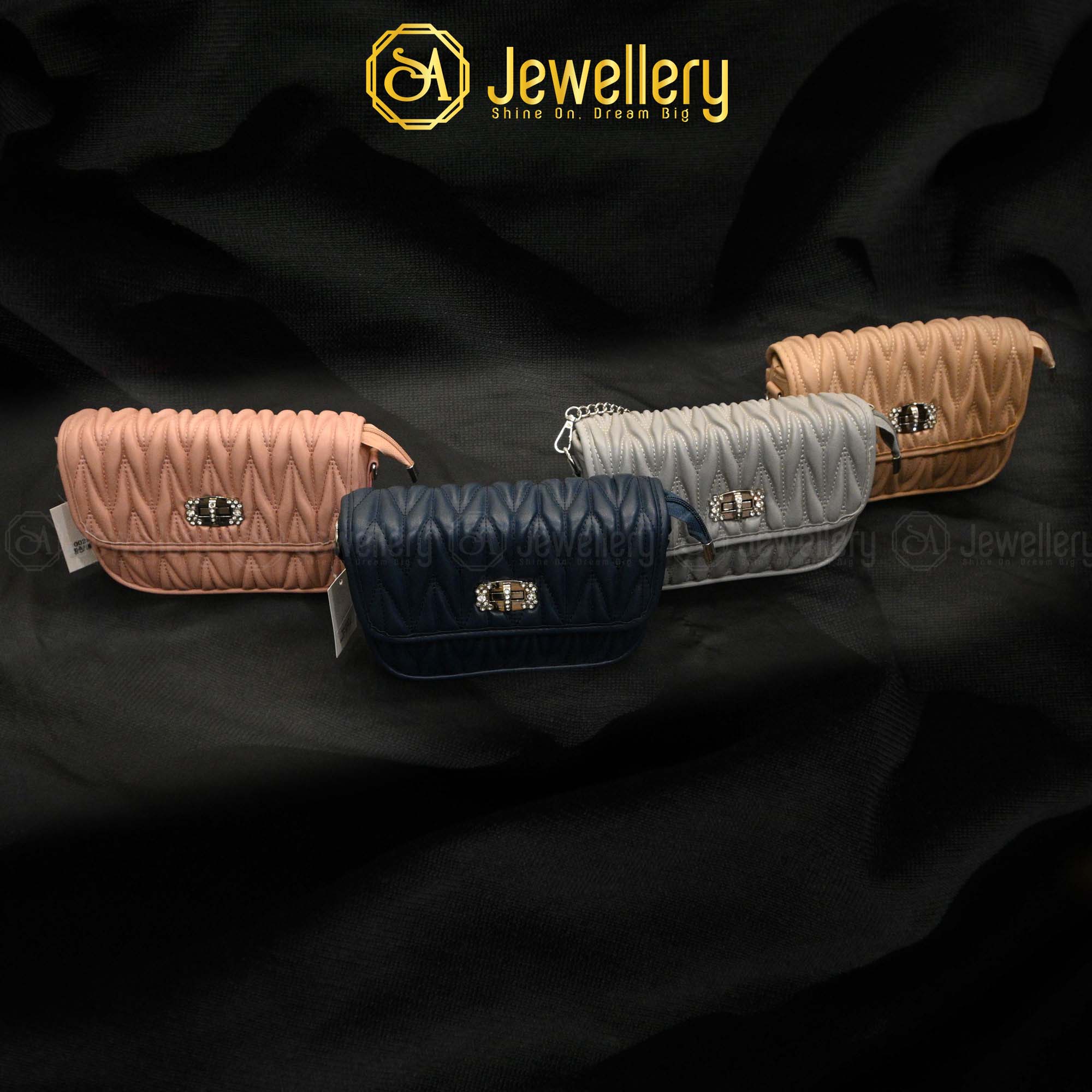 Classic Textured Crossbody Bag with Metal Buckle