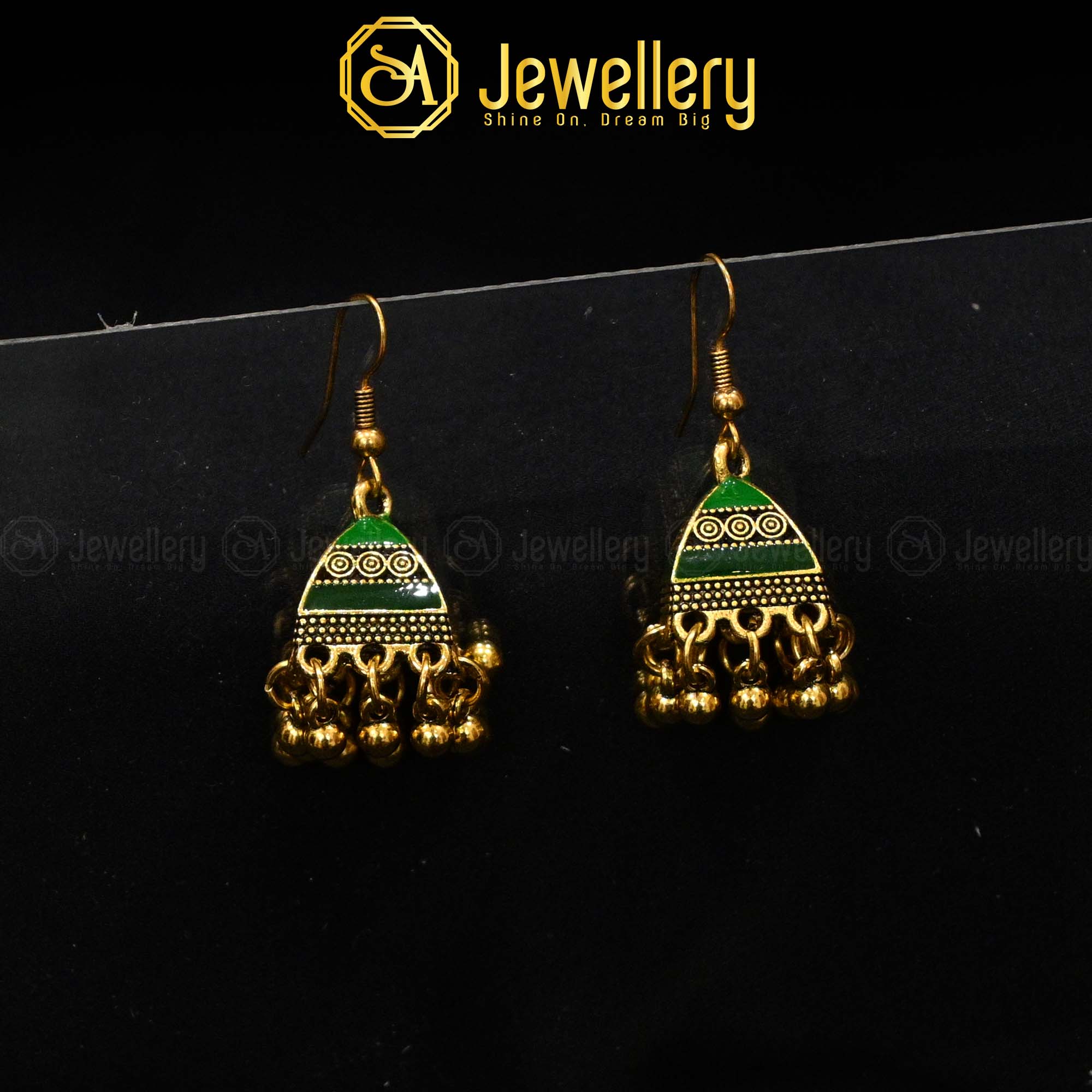 Traditional Gold-Toned Meenakari Jhumki Earrings