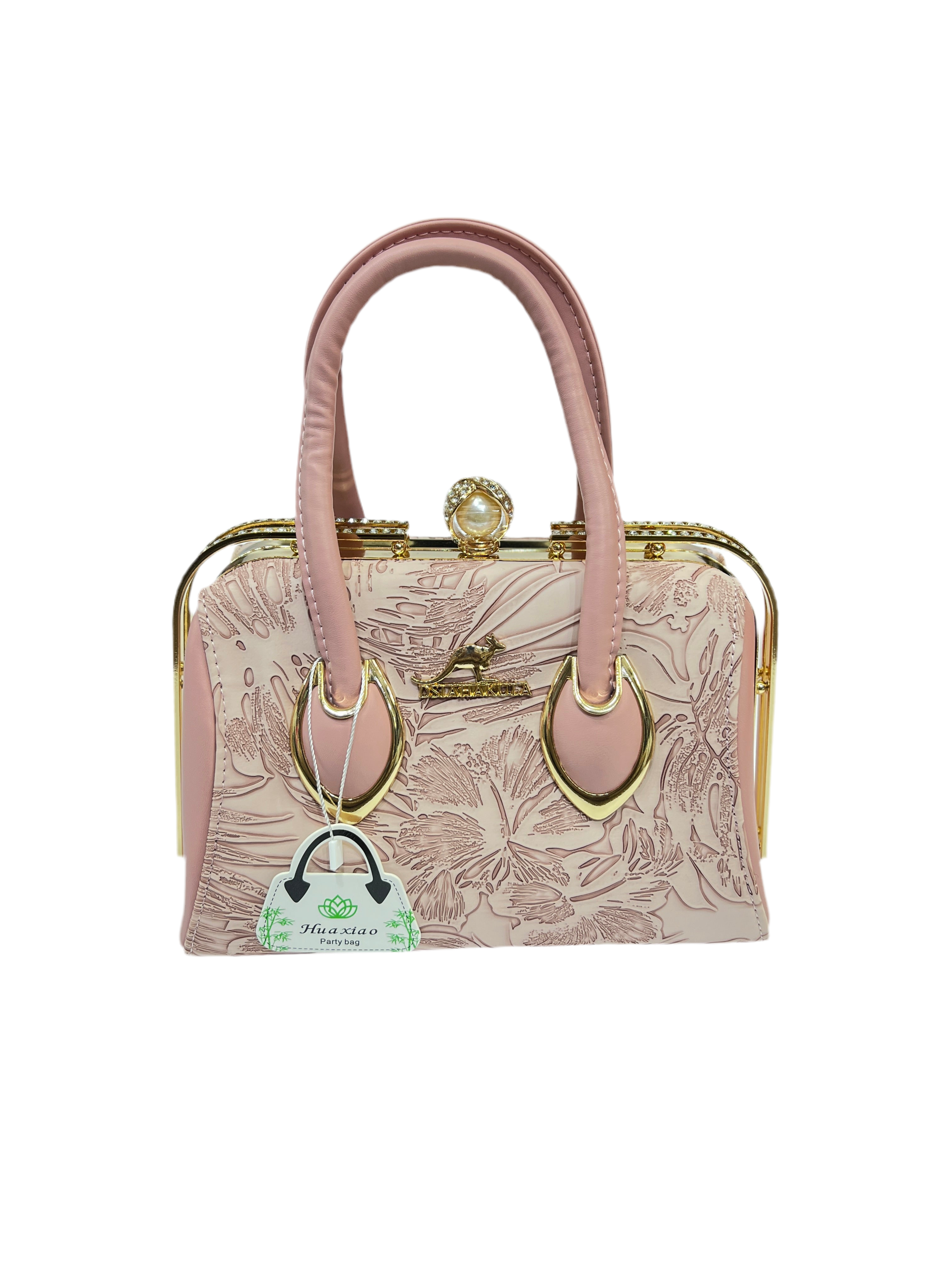 Luxury Light Pink Leather Bag with Elegant Texture SA jewelry pk