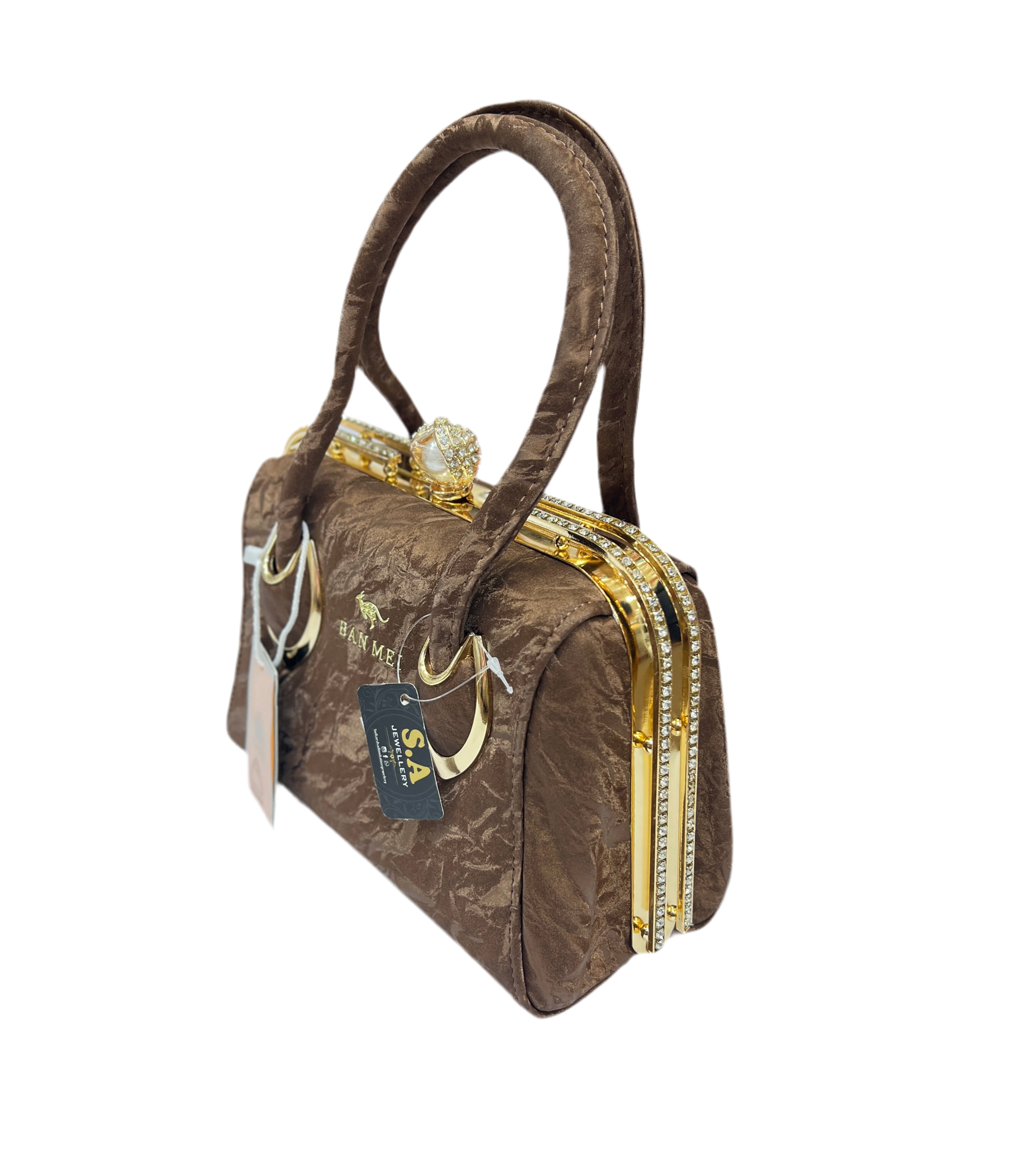 Luxury Light Brown Leather Bag with Elegant Texture SA jewelry pk
