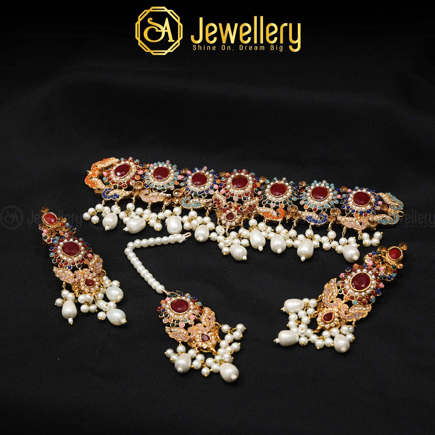 Royal Pearl & Stone Choker Set