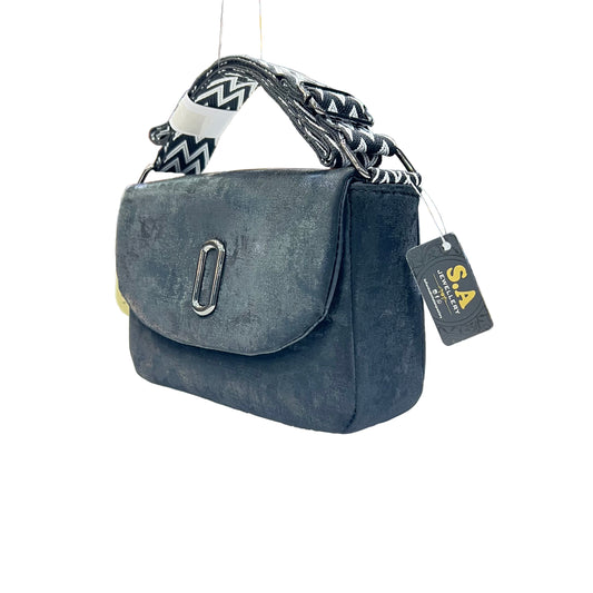 Imported Luxury Velvet Shoulder Bag Modern Crossbody with Metallic 'O' Hardware