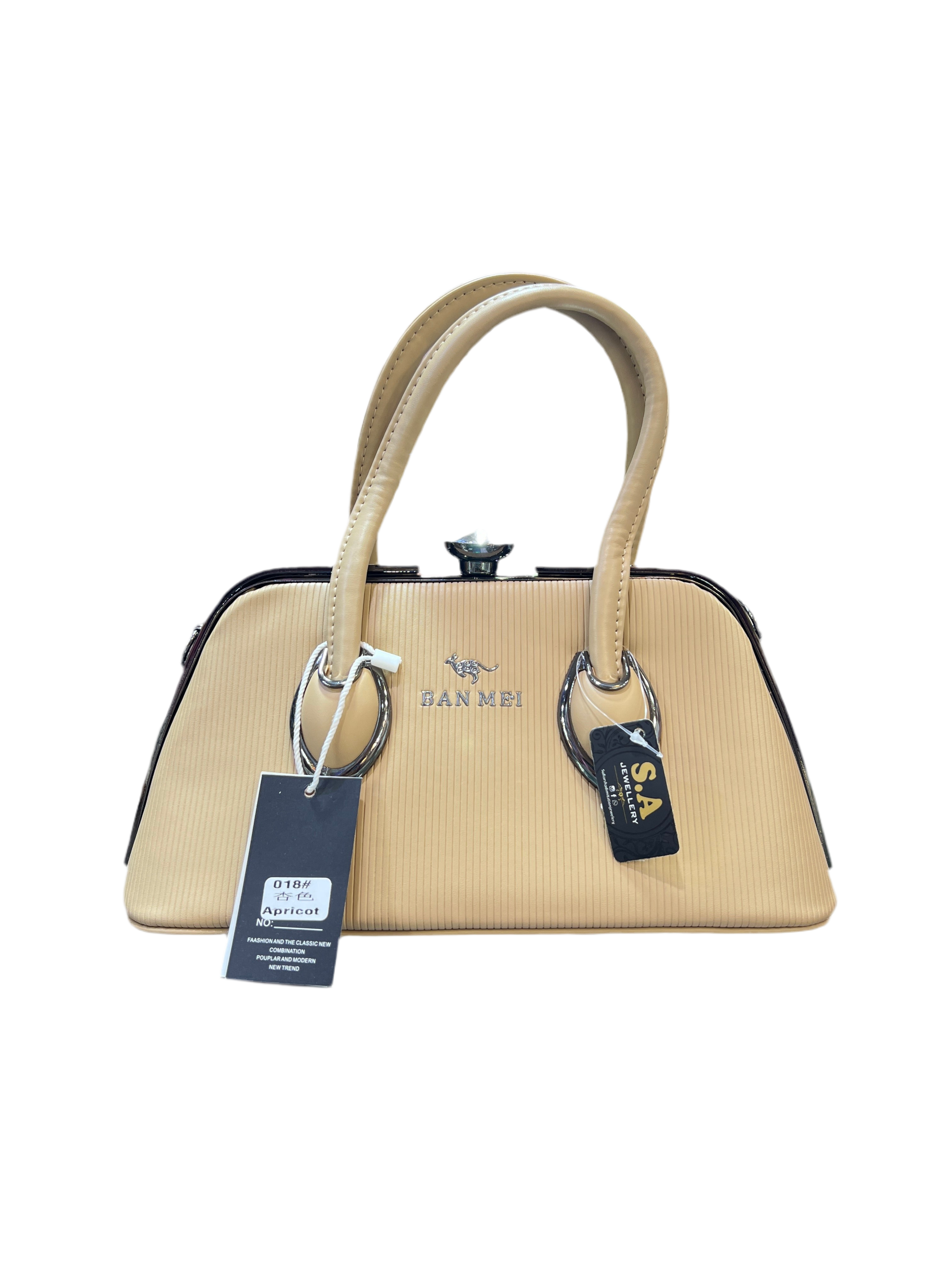 Elegant Rexine Handbag with Metal Stone-Studded Sides – Stylish & Durable SAJewelry pk