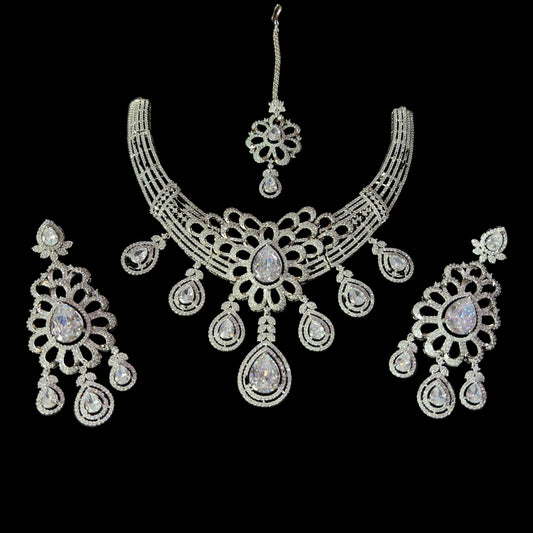 “AD-1 Carrot Necklace Set – Gold-Plated Jewelry with Original Stones for Weddings & Parties” SA jewelry pk