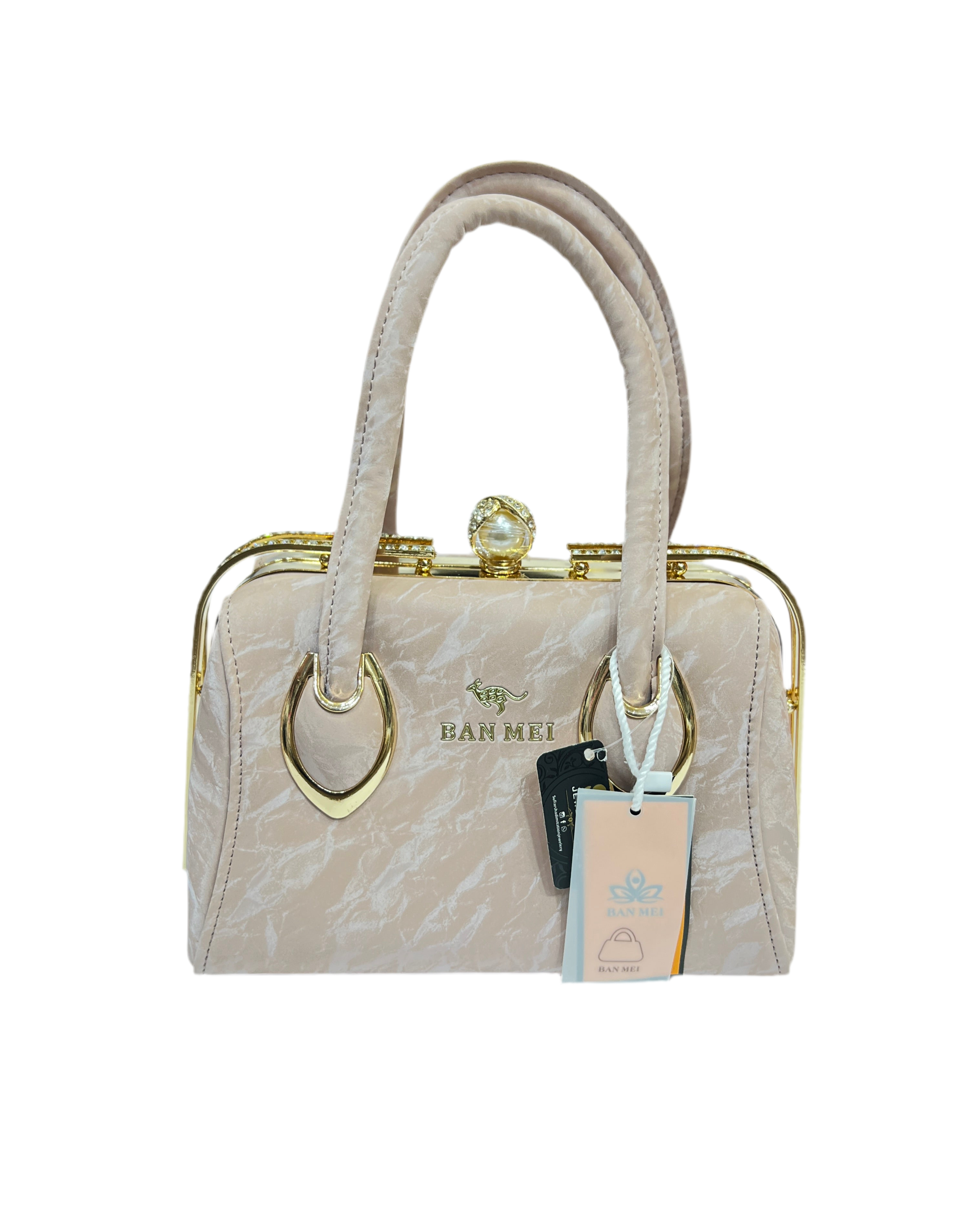 Elegant Textured Shoulder Bag with Leather Handle & Metal Buckle Detailing SA jewellery pk