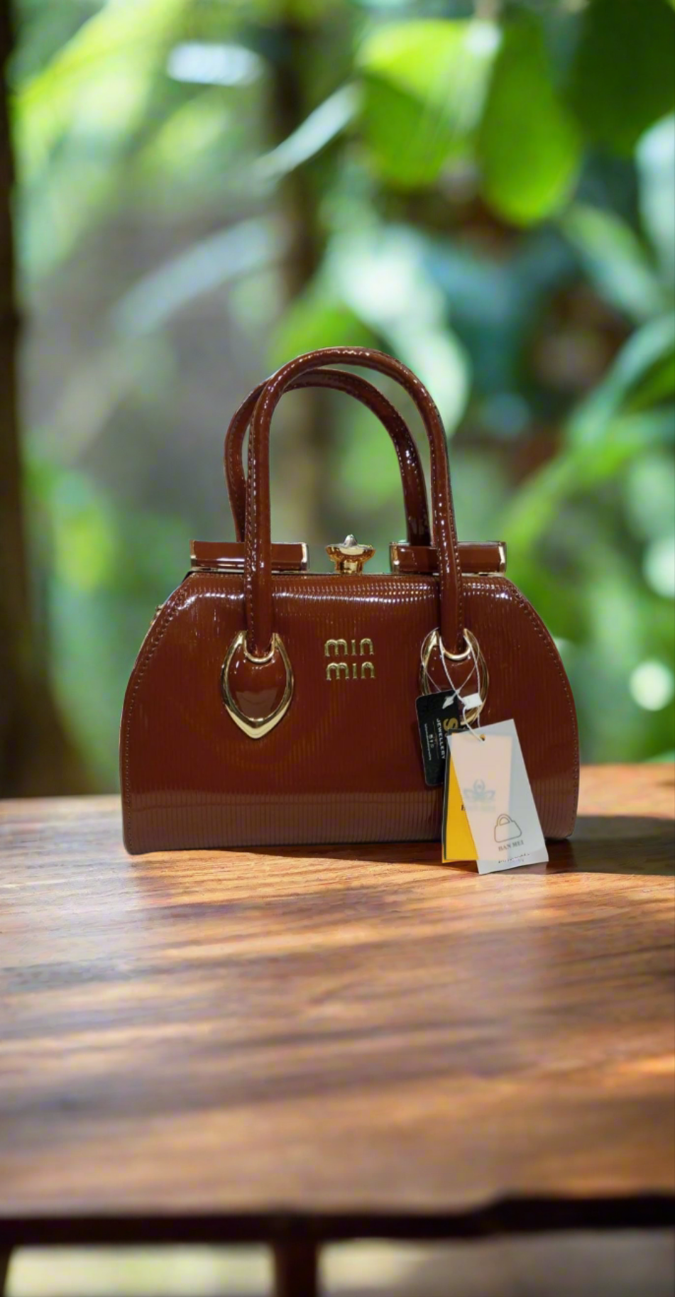 Luxury Rexine Handbag with Golden Chain – Medium Size Shoulder Bag for Women SA jewelry pk