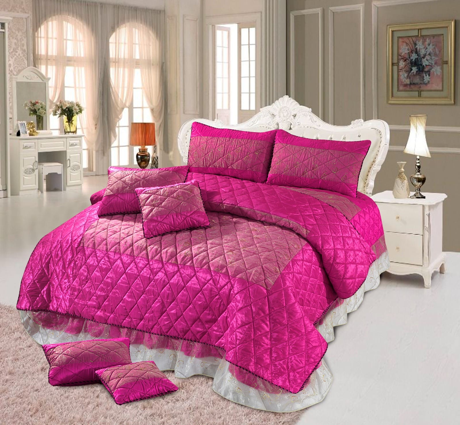 🌟 "Royal Cottage 5 PCS Fancy Bridal Bedding Set – Elegant & Luxurious Wedding Bed Sheet | SAJewelryPK.