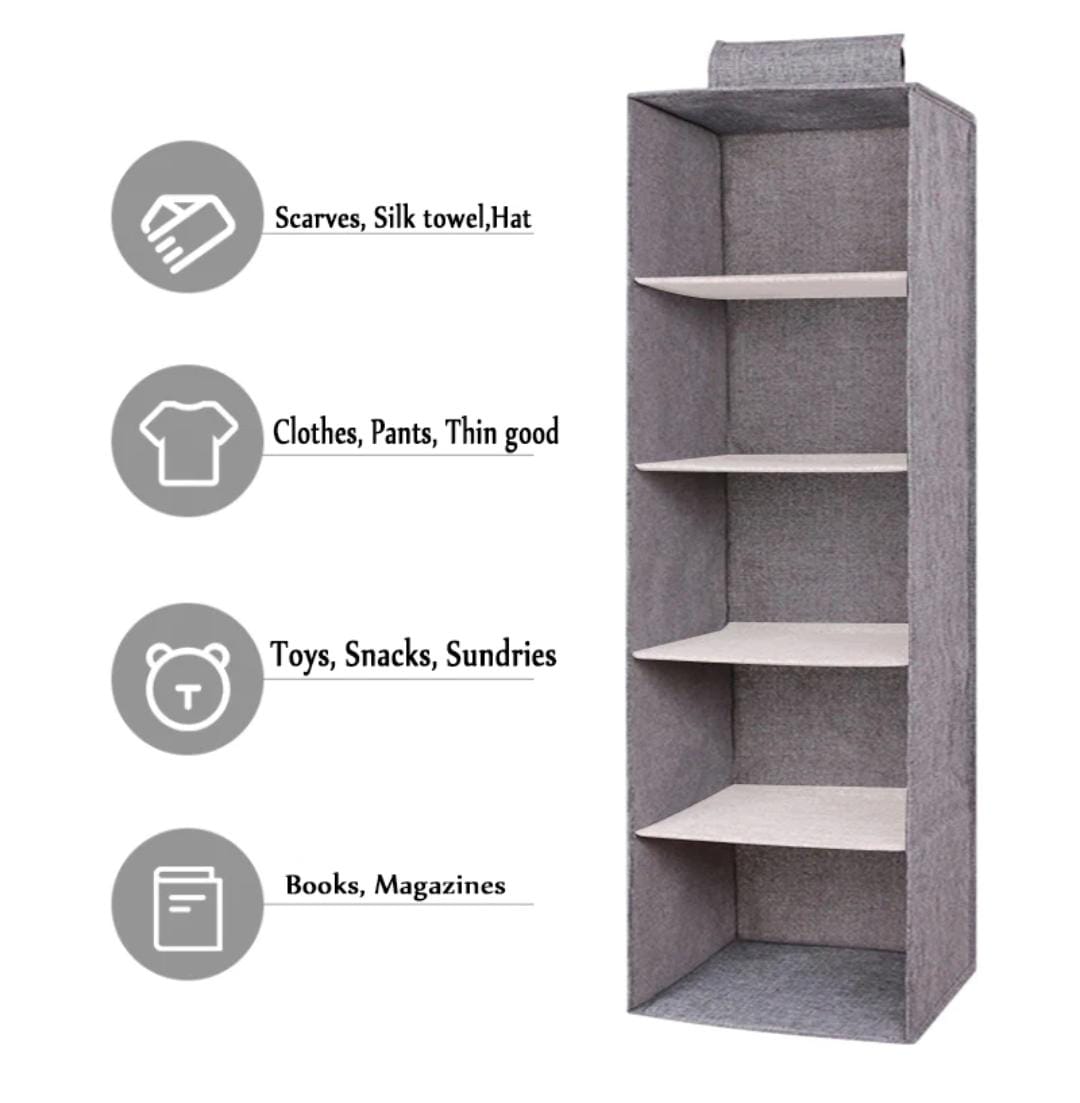 5 Layer Foldable Closet Organizer – Space Saving Hanging Storage Shelf SA jewelry pk