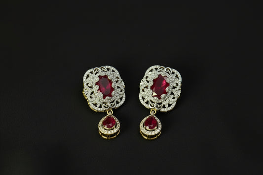 American Diamond jadao zercon 2 tone studs SA jewelry pk
