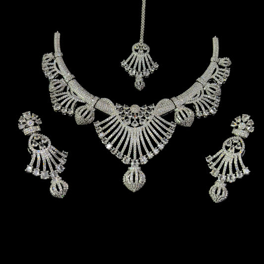 “AD-1 Carrot Necklace Set – Gold-Plated Jewelry with Original Stones for Weddings & Parties” SA jewelry pk