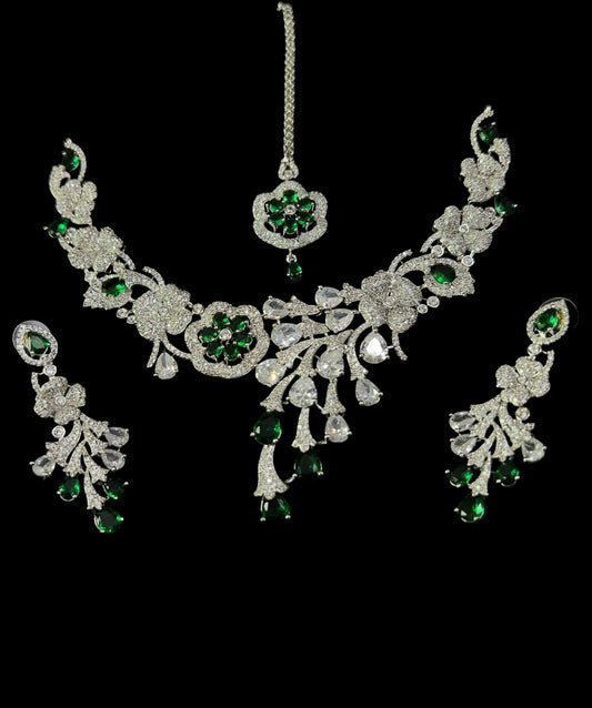 “AD-1 Carrot two tone Necklace Set – Gold-Plated Jewelry with Original Stones for Weddings & Parties” SA jewelry pk