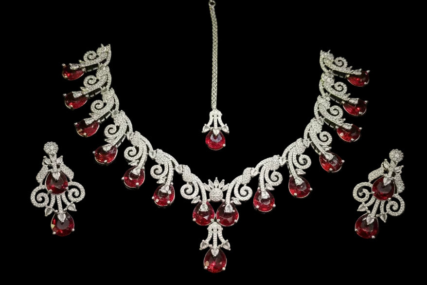 “AD-1 Carrot two tone Necklace Set – Gold-Plated Jewelry with Original Stones for Weddings & Parties” SA jewelry pk