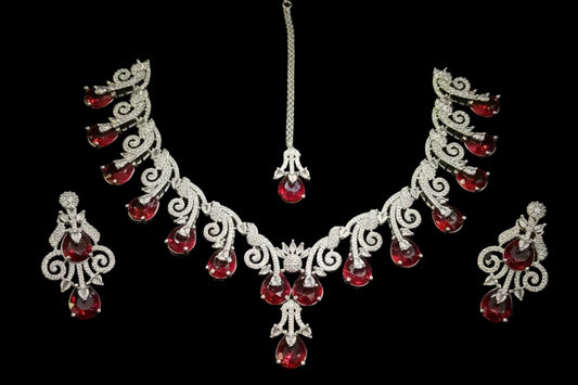 “AD-1 Carrot two tone Necklace Set – Gold-Plated Jewelry with Original Stones for Weddings & Parties” SA jewelry pk