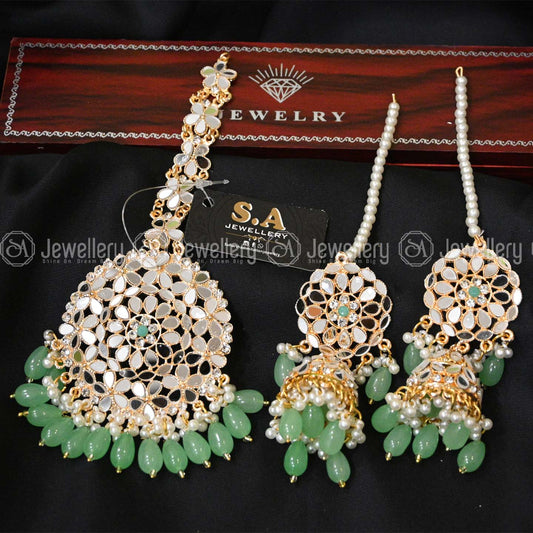 Elegant Green Jhumki with Bindi