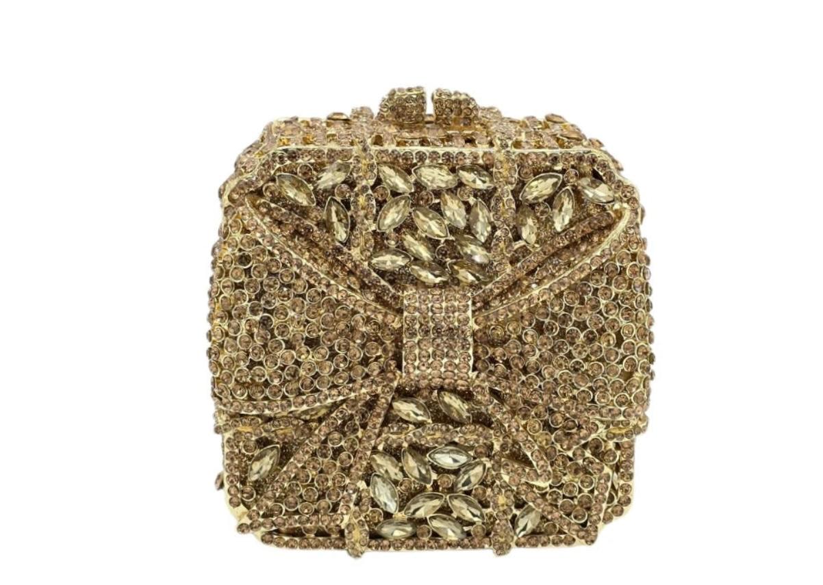 Luxury Gold Bow Bridal Clutch Purse – Elegant Women’s Wedding Handbag for Bride, Party & Formal Events SA jewelry pk