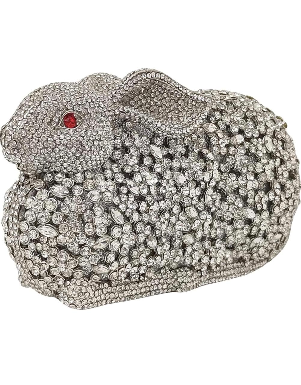 Elegant Glitter Wedding Rabbit Clutch – Sparkling Evening Purse for Bridal & Party Looks SA jewelry pk