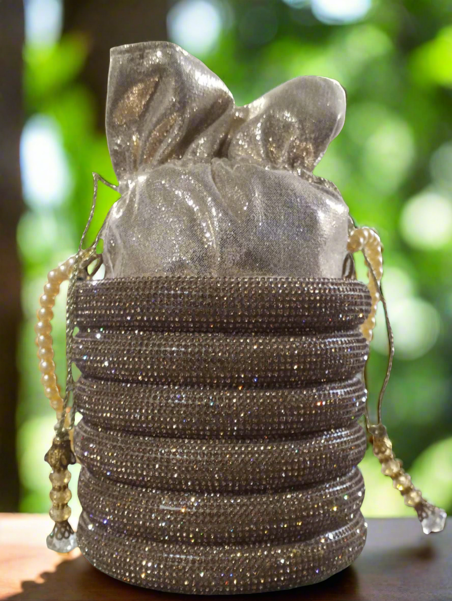 ✨ Luxury Golden Crystal Beaded Potli Bag Bridal, Party & Wedding Clutch SA jewelry pk ✨