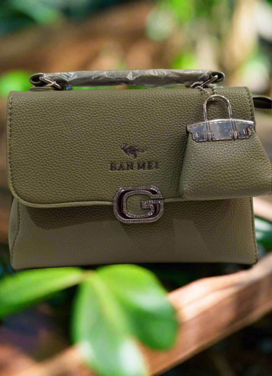 Premium Leather Mini Handbag with Side Hanging Pouch Stylish & Durable SA jewelry pk