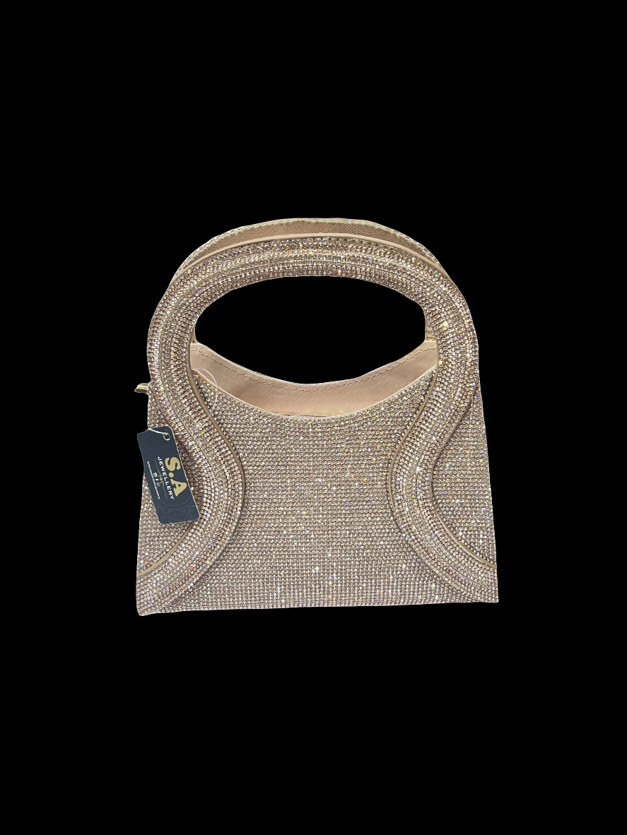 Luxury Golden Stone Handbag Full Crystal Rhinestone Party & Wedding Bag for Women SA jewelry pk