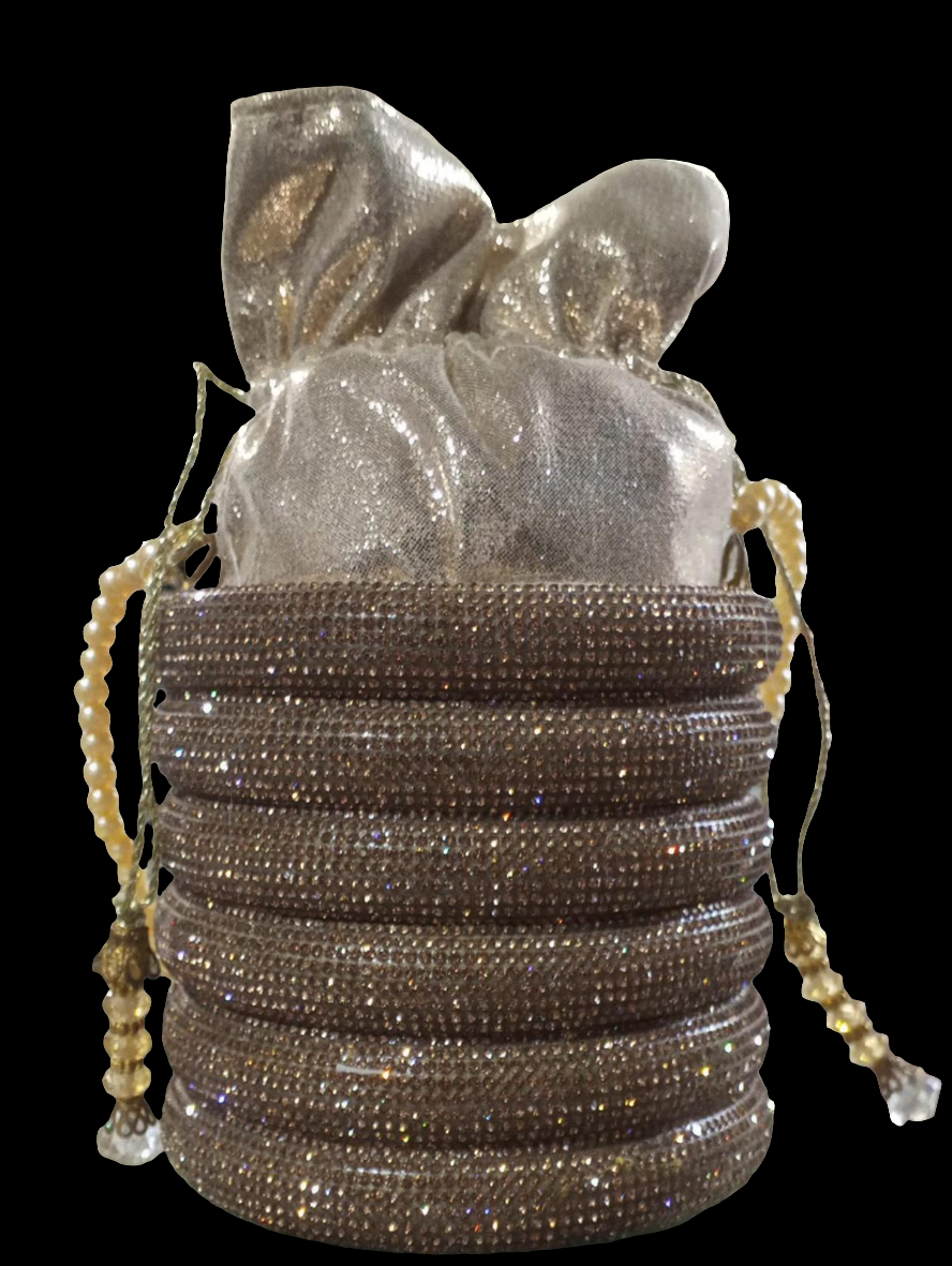 ✨ Luxury Golden Crystal Beaded Potli Bag Bridal, Party & Wedding Clutch SA jewelry pk ✨