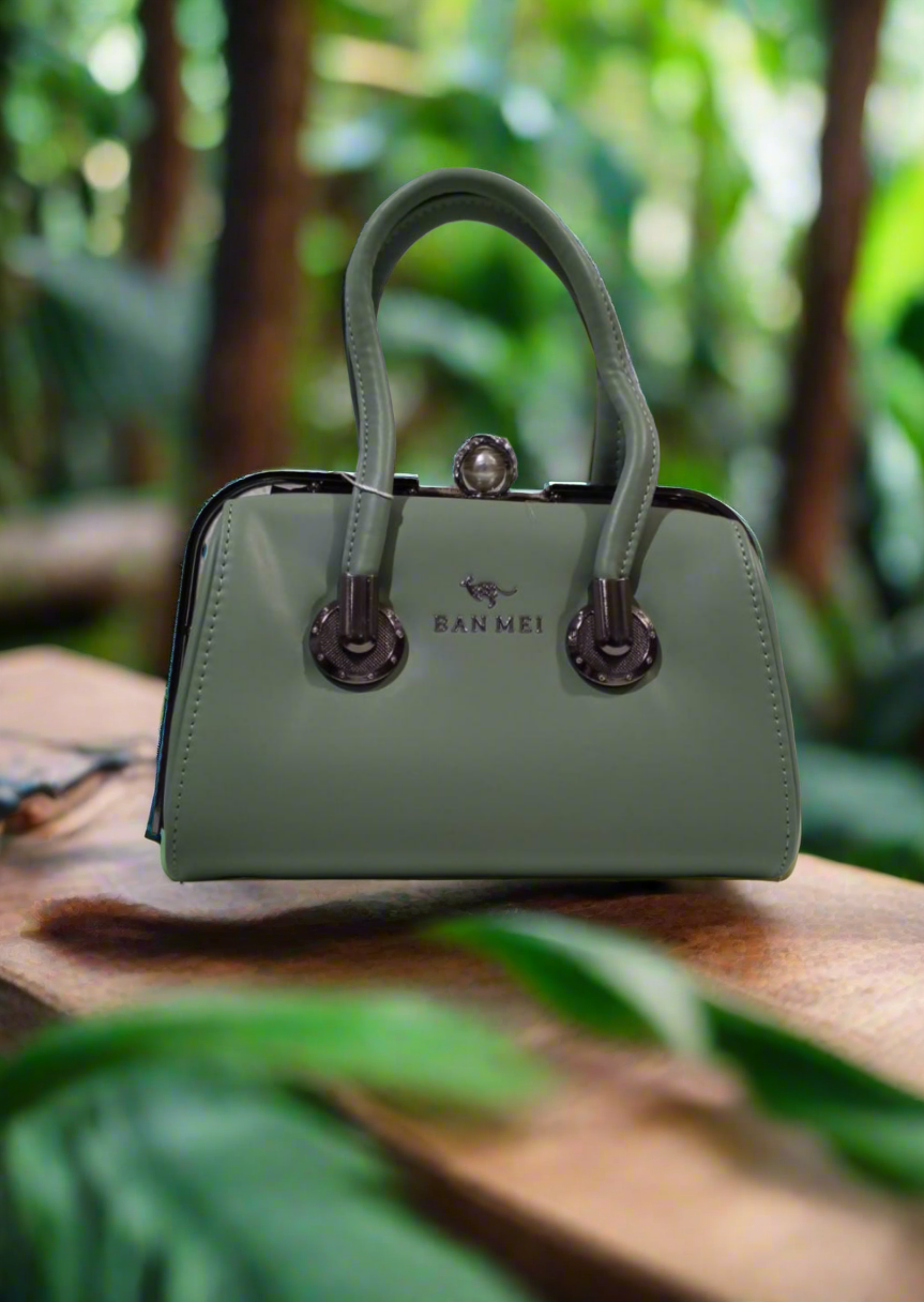 1. Elegant Leather Handbag with Pearl Lock & Stone SA jewelry pk
