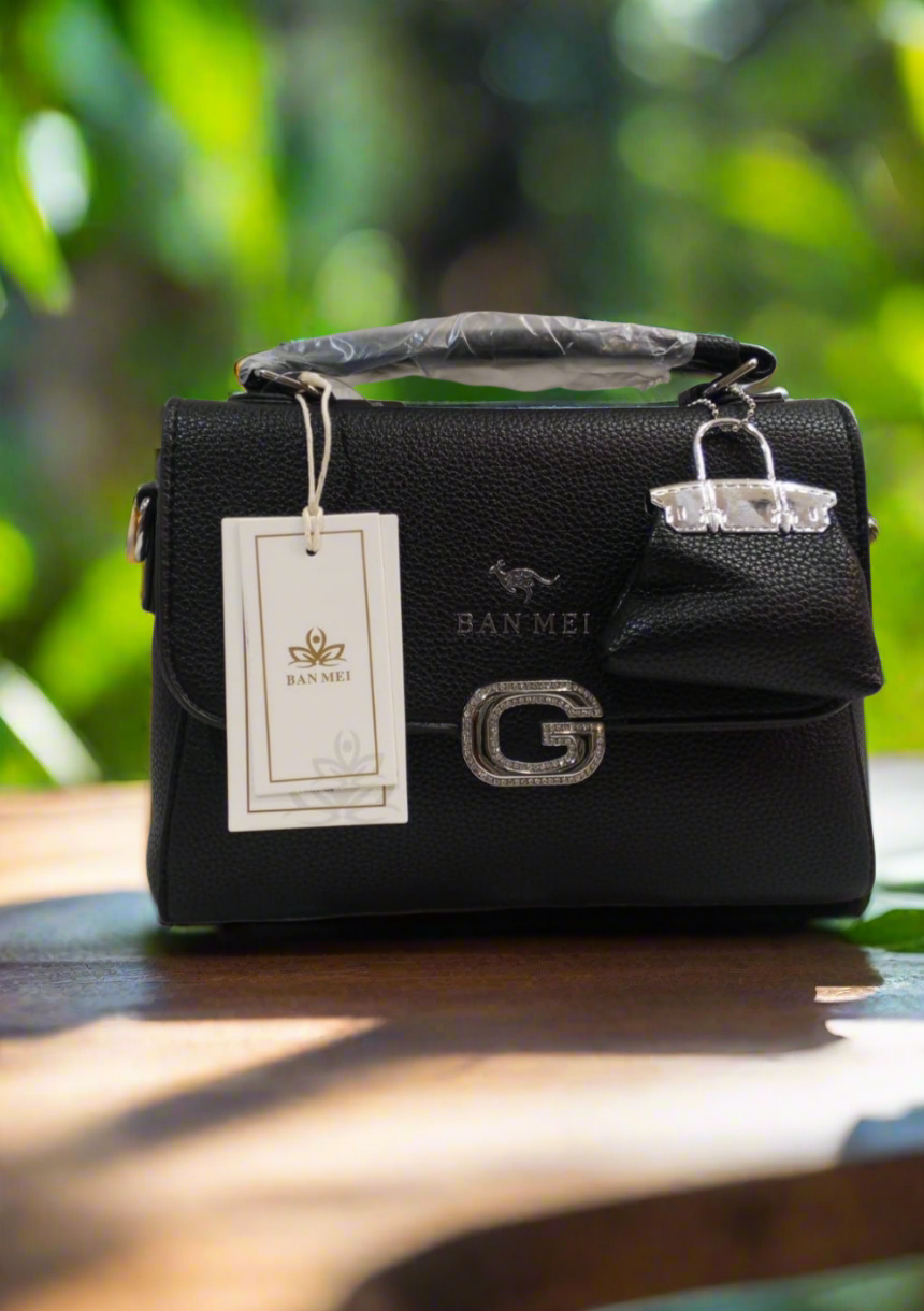 Premium Leather Mini Handbag with Side Hanging Pouch Stylish & Durable