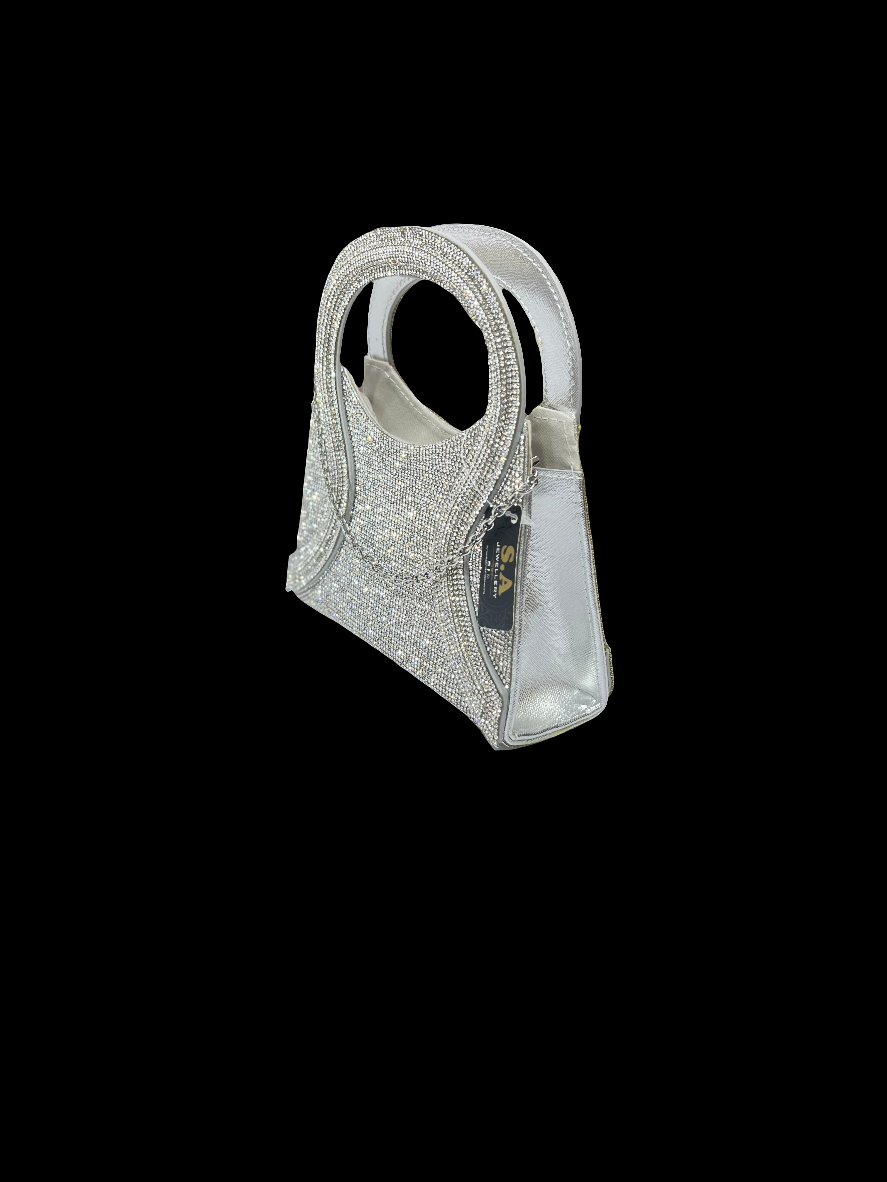 Luxury silver Stone Handbag Full Crystal Rhinestone Party & Wedding Bag for Women SA jewelry pk