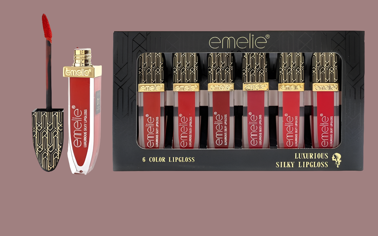Emelie Silk Lip Gloss 6pcs Set Smooth Glossy Hydrating Long Lasting SA jewelry pk