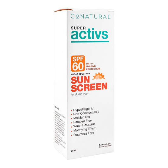 CoNatural Super Active Broad-Spectrum Sun Block Screen, SPF60, 30ml