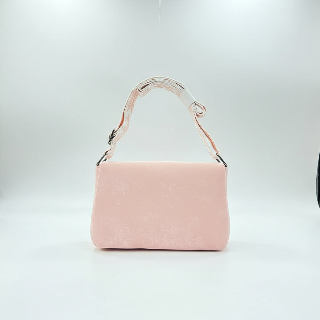 Imported Luxury Velvet Shoulder Bag Modern Crossbody with Metallic 'O' Hardware SA jewelry pk