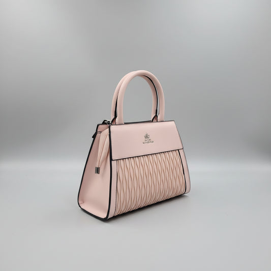 Elegant Blush Pink Quilted Handbag | Top Handle & Shoulder Strap | Faux Leather Crossbody SAjewellerypk.com