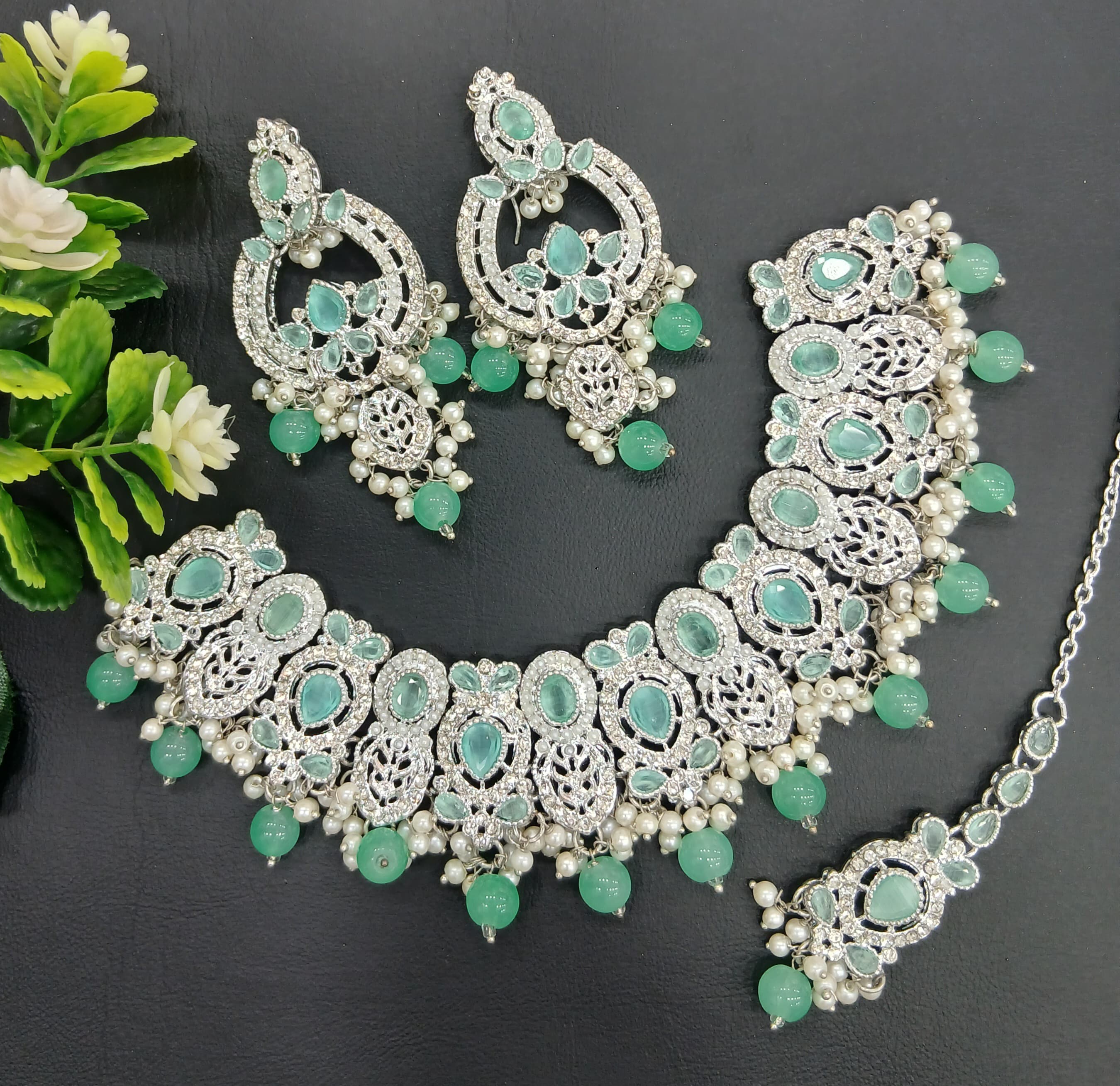 Real Stones Zarcon Bridal Necklace set SA jewelry pk