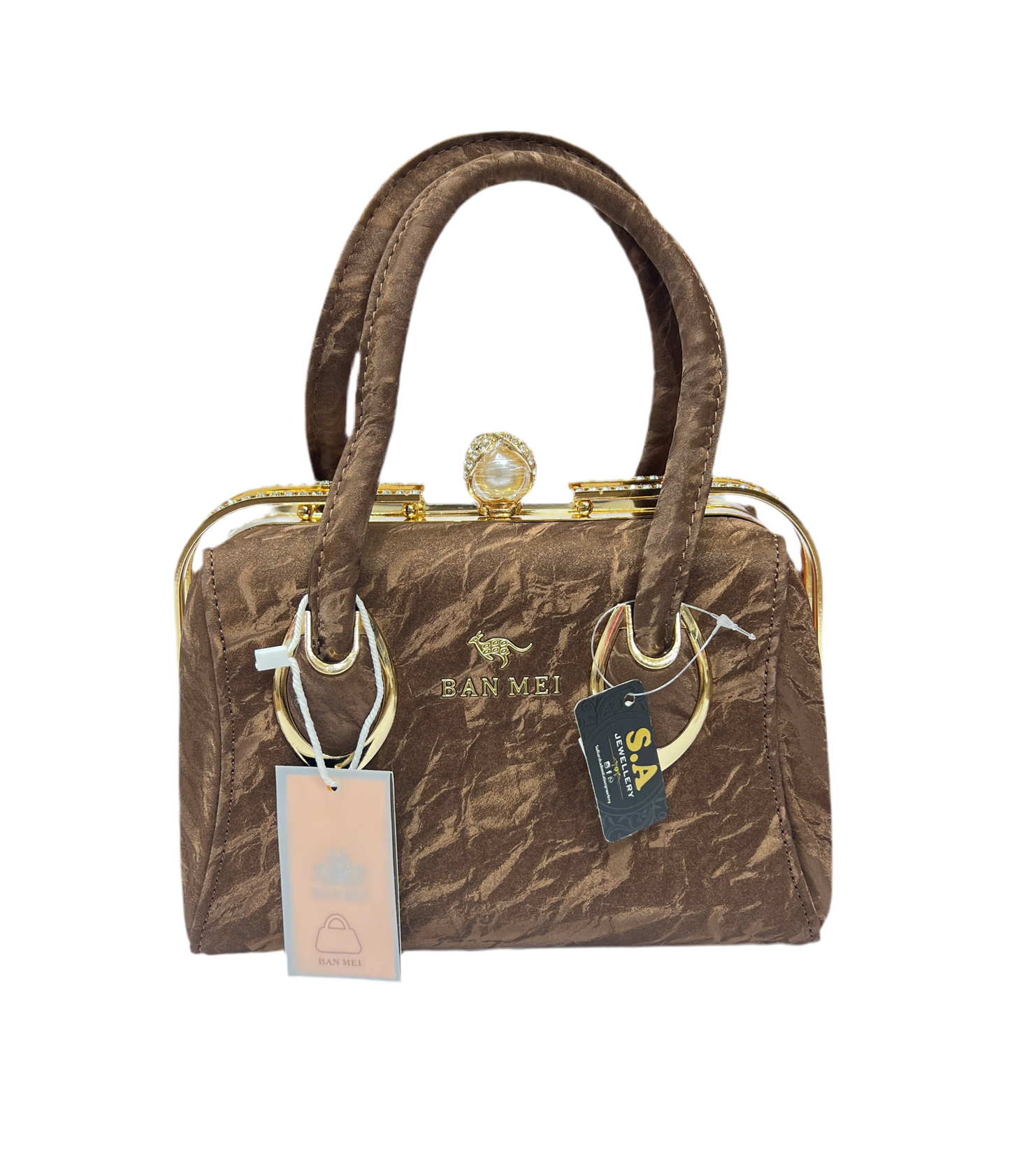 Luxury Light Brown Leather Bag with Elegant Texture SA jewelry pk