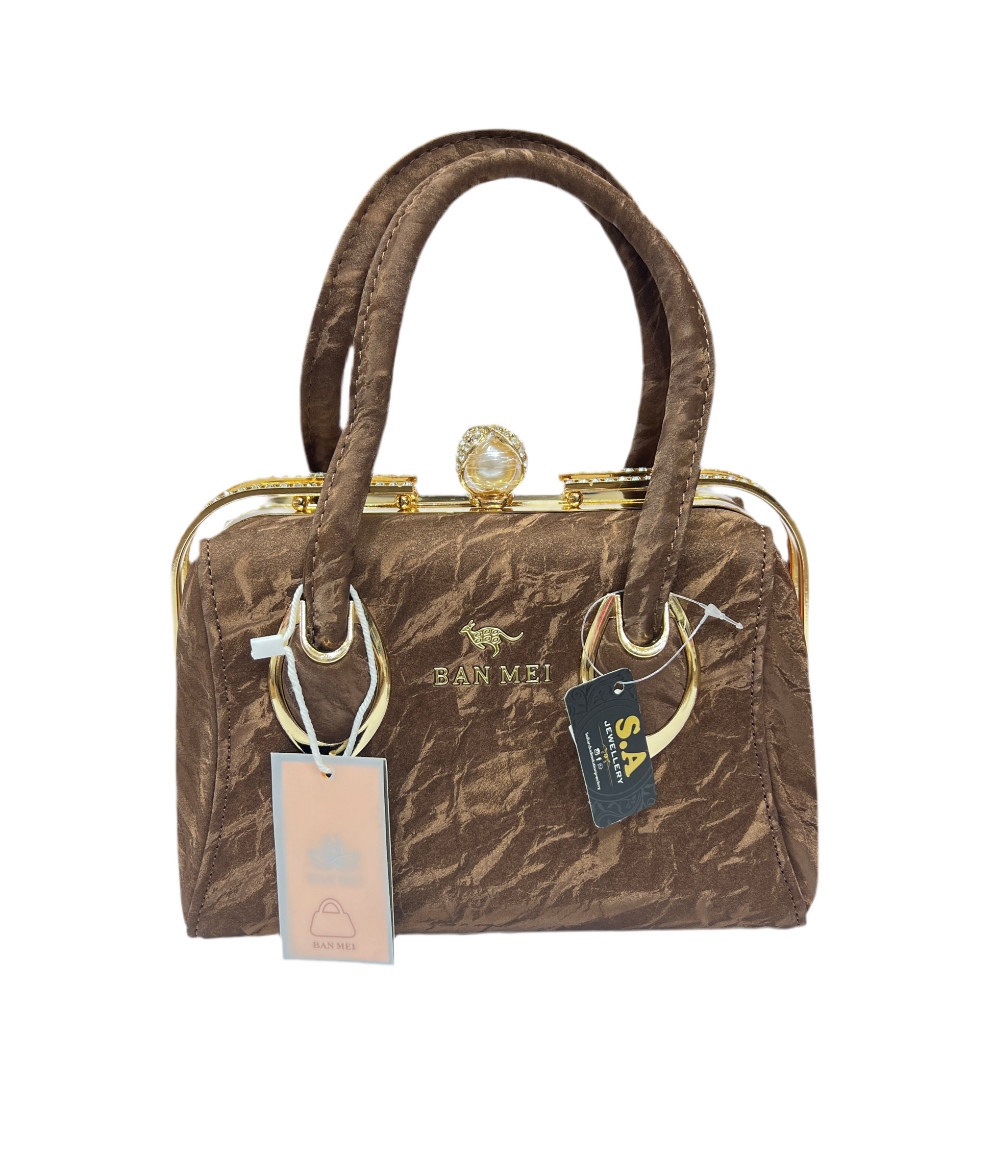Luxury Light Brown Leather Bag with Elegant Texture SA jewelry pk