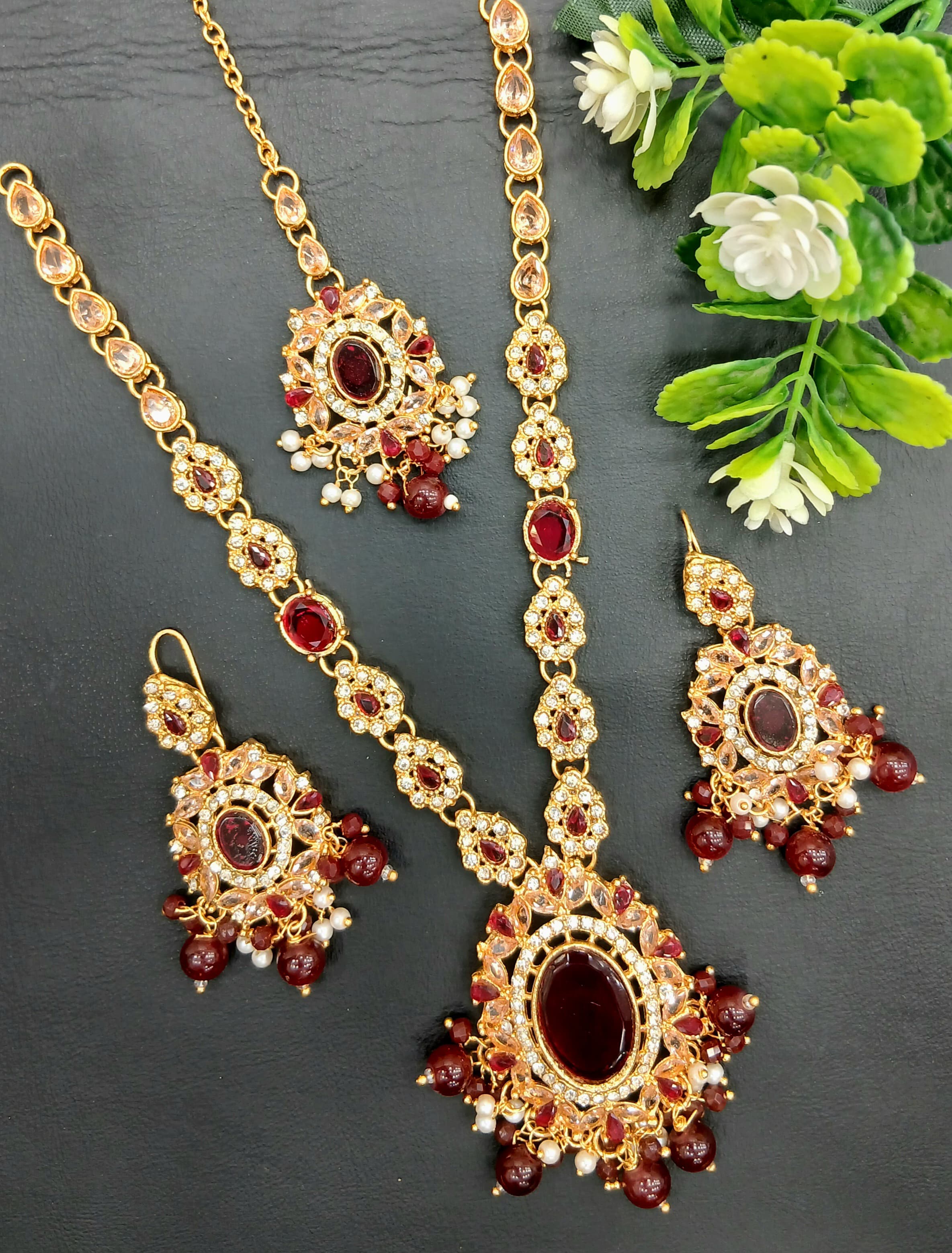 Long mala set with teeka SA jewellery pk