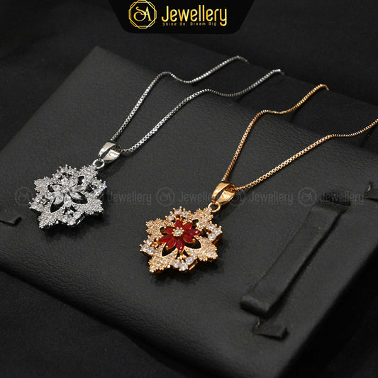 Elegant Floral Crystal Pendant Necklace
