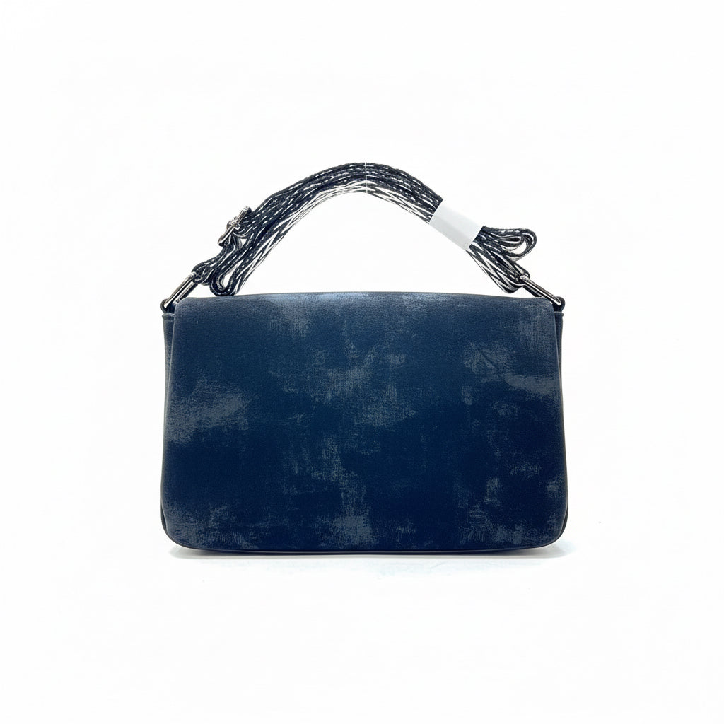 Imported Luxury Velvet Shoulder Bag  Modern Crossbody with Metallic 'O' Hardware