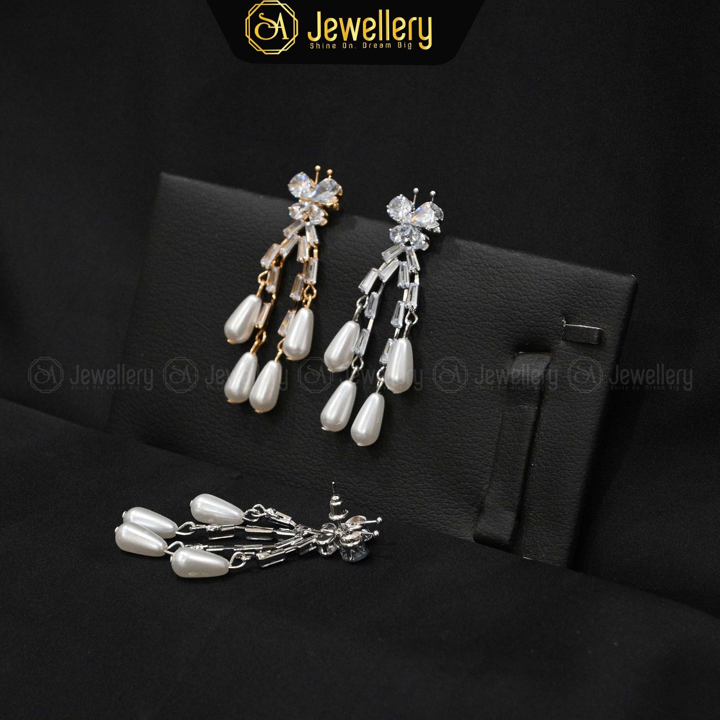 Elegant Pearl & Crystal Drop Earrings