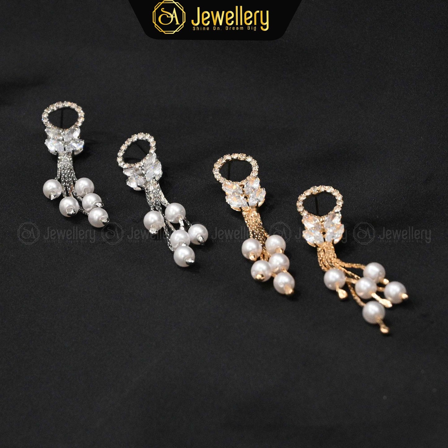 Elegant Crystal & Pearl Dangle Tops