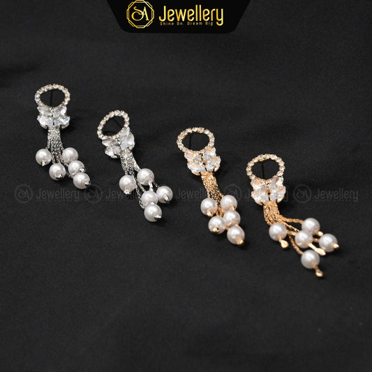 Elegant Crystal & Pearl Dangle Tops
