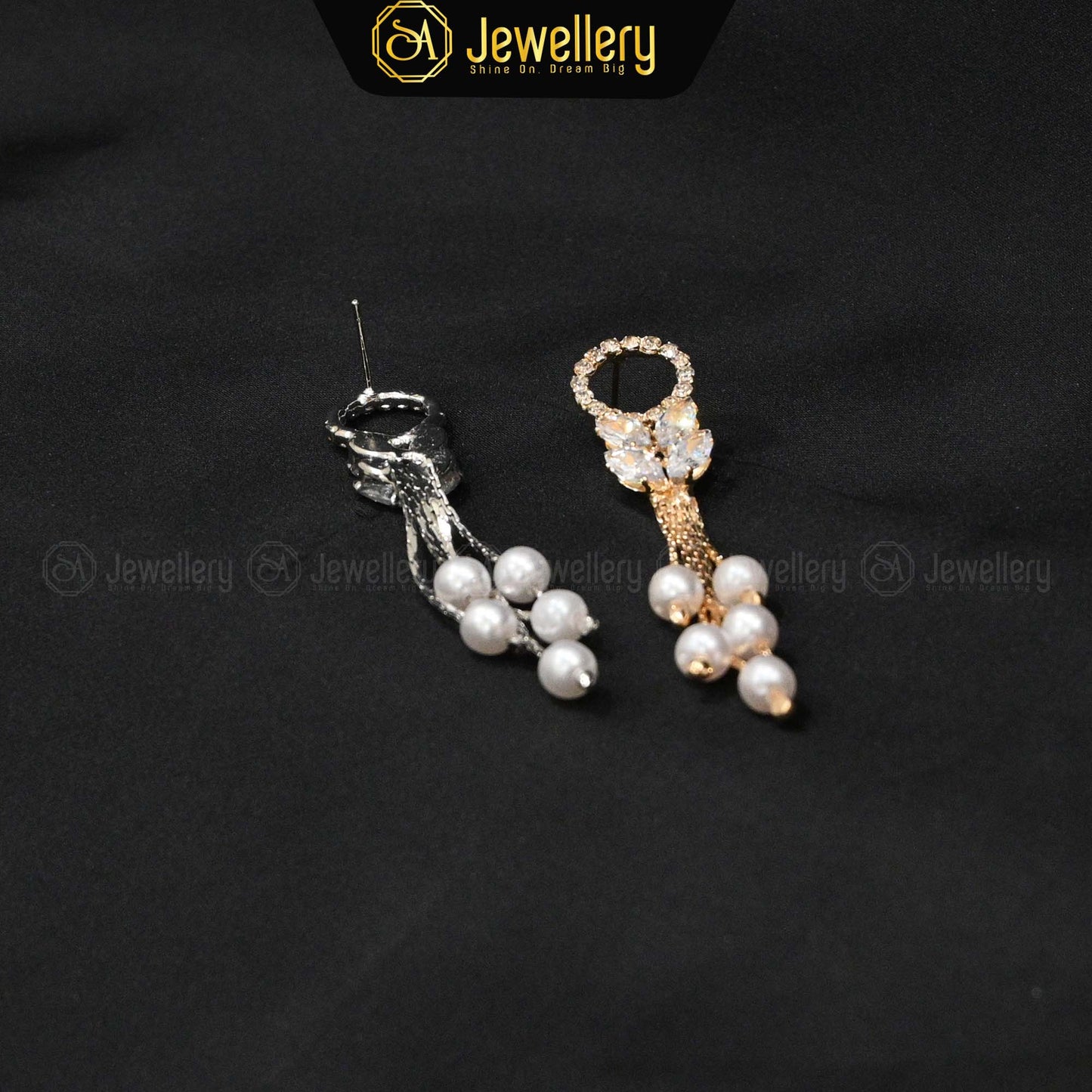 Elegant Crystal & Pearl Dangle Tops