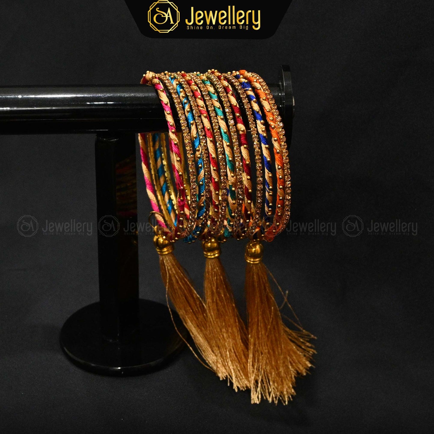 Multicolor Bangles with Tassels