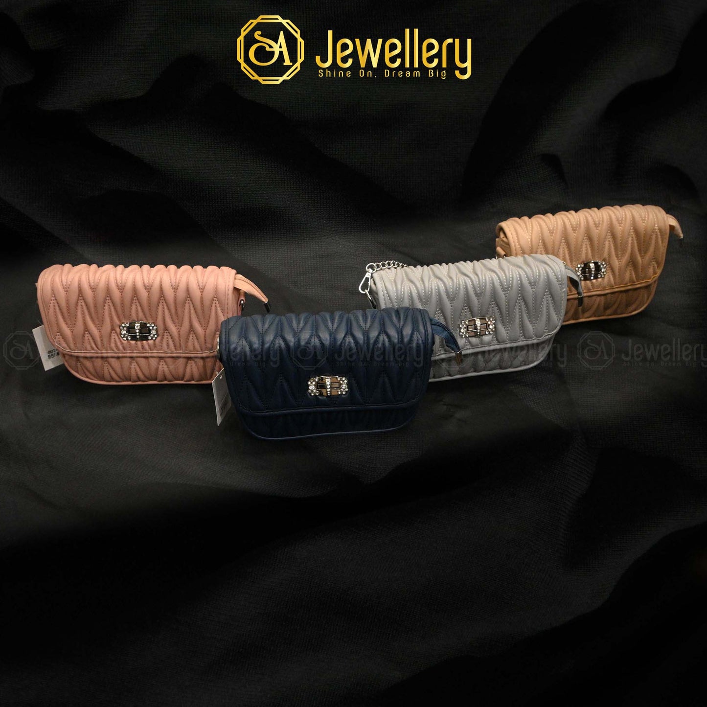 Classic Textured Crossbody Bag with Metal Buckle