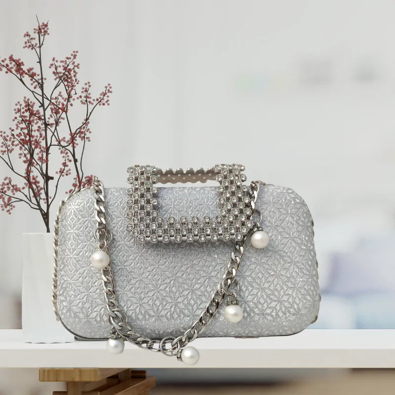 Luxury Bridal Clutch Bag – Elegant Wedding Purse with Stones & Glitter for Brides & Events SA jewelry pk