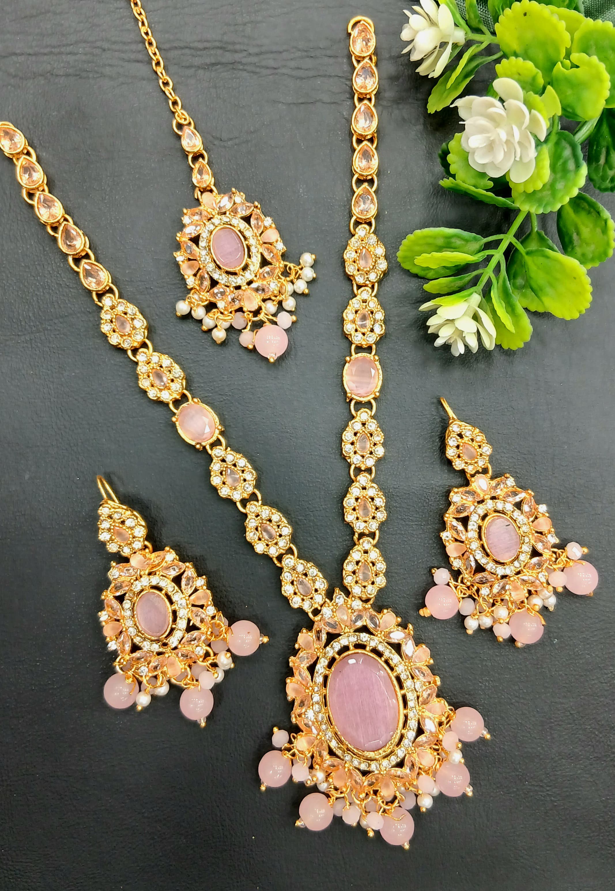 Long mala set with teeka SA jewellery pk